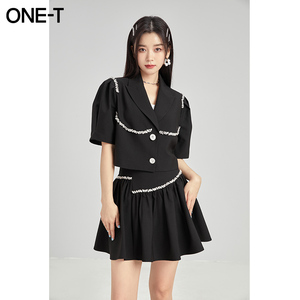 【淘女郎demi专享】凡兔高级感水钻装饰短款外套短裙套装女2022夏