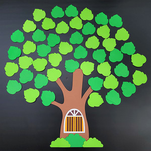 许愿励志树墙贴纸教室装饰班级黑板展报布置写心愿望目标成长树叶