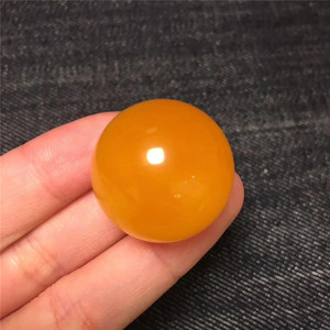 58鸡油红蜜糖色蜜蜡圆珠单颗散珠球锁骨链