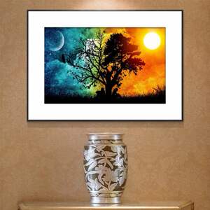 情侣白天阴阳钻石画十字绣欧式坐在树下分开和黑夜树日月之树新款