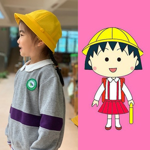 定做logo日本小丸子儿童小黄帽小学生渔夫帽幼儿园宝宝盆帽幼稚园