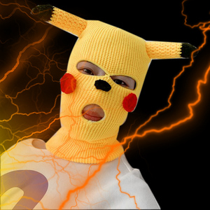 网红皮卡丘头套沙雕帽子抖音恶搞怪可爱礼物面罩保暖脸基尼男挡风