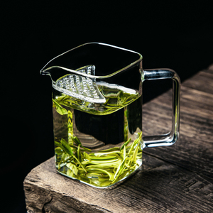 月牙过滤茶杯泡茶绿茶公道杯玻璃带茶漏一体分茶器高档茶具分离网