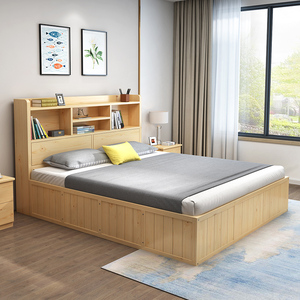 5双人床1.8儿童带柜子床头收纳榻