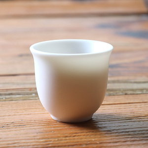 油岭窑 德化白瓷功夫茶杯素烧羊脂玉瓷主人杯 单杯陶瓷品茗杯小号