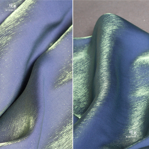 进口蓝绿水晶冰霜绸缎布面料珠光古装汉服布料娃衣主播背景布