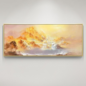 奢唛旗舰店天猫现代简约手绘风景油画客厅装饰画背靠金山轻奢沙发