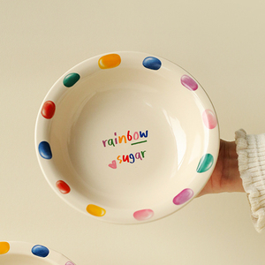 ezicok陶瓷酸奶碗可爱小碗燕麦碗深碗早餐碗儿童卡通碗简约餐具