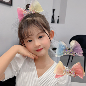 儿童皇冠蝴蝶结公主发夹女童韩版头饰发卡头顶精致头饰顶夹女宝宝