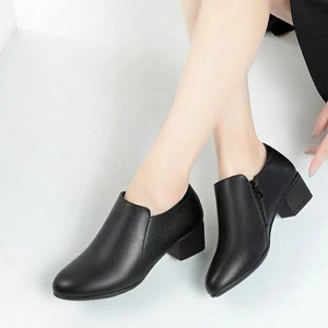 软底空姐鞋工作鞋黑色正装女士皮鞋女单鞋深口鞋加绒工装女鞋春秋