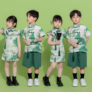 六一儿童演出服套装夏季中国风唐装诗词朗诵合唱表演服幼儿园班服