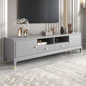 美式轻奢电视柜高级感现代简约整装小户型灰色实木电视柜茶几组合