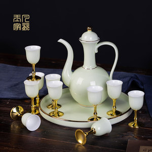 酒杯套装家用景德镇陶瓷酒具白酒杯仿古中式分酒器高档青瓷小酒盅
