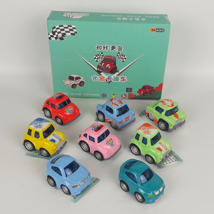 嘉信818f合金回力小汽车儿童玩具车卡通车q萌模型宝宝手拿套装