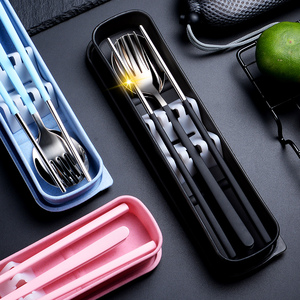 韩式304便携餐具套装学生不锈钢筷子勺子叉子三件套成人旅行情侣