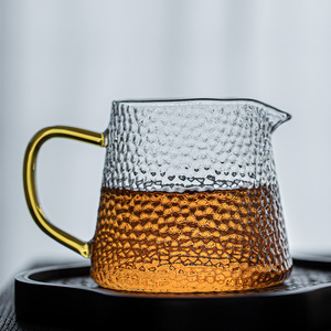 日式锤纹公道杯耐热加厚玻璃分茶器功夫茶具配件茶盘大号茶海公杯