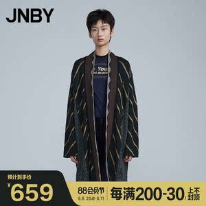 jnby/江南布衣奥莱outlets秋折扣毛衫睡袍感条纹领毛针织开衫