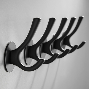 衣柜挂衣钩鞋柜挂钩衣帽钩创意玄关门口壁挂墙壁单个黑色小荏悻7