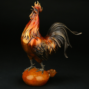 铜鸡金鸡报晓公鸡招财摆件十二生肖鸡创意家居铜工艺品纯铜防小人