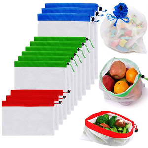 环保购物束口网袋超市买菜玩具水果蔬菜折叠便携居家收纳抽绳袋子