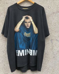 Eminem说唱歌手潮牌嘻哈短袖t恤男女痞帅高街头复古落肩宽松上衣
