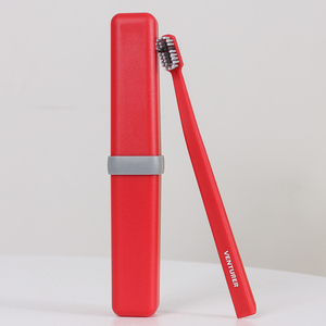 瓷迹竹炭红色结婚牙刷家用情侣一对成人软毛小头牙刷环保旅行盒装