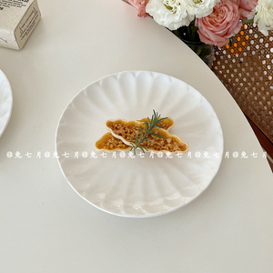 兔七月|韩风日式陶瓷盘子菊花纹甜品盘点心水果餐具意面牛排平盘