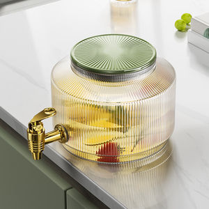 冰箱冷水壶带龙头冰水壶椰子饮料桶水果茶桶玻璃凉水壶耐高温家用