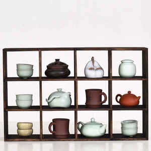 实木多宝阁置物架壁挂式博古架中式茶杯架茶壶架客厅收纳装饰摆架
