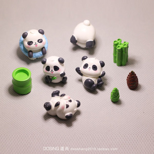 Q版 小号 大熊猫 吃竹子 树脂材质 小动物模型手办摆件玩具饰品