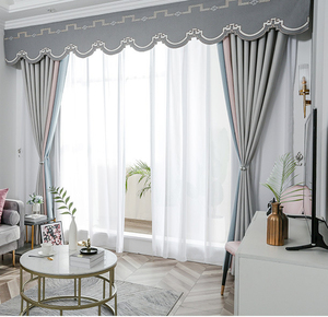 窗帘头幔头自粘魔术贴免打孔波浪平馒成品帘头遮阳光定制款式birdy