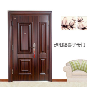 步阳防盗门智能入户门锌铁合金材质隔音福喜子母门安全门简约大气0人