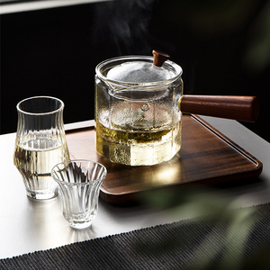 半房 玻璃茶壶侧把煮茶壶耐高温办公室泡茶器具工夫茶蒸茶壶单壶