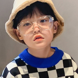 金属儿童眼镜框男孩大童复古双梁透明不规则装饰青少年镜框眼睛架