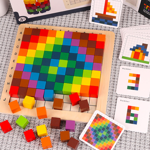 彩色计数块正方体积木颜色认知排序堆叠拼图儿童益智早教木制玩具