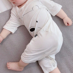 宝宝睡衣莫代尔连体薄款夏季短袖春秋婴儿长袖睡袋儿童七分空调服