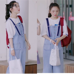 tuxee冰糖炖雪梨吴倩棠雪同款衣服牛仔背带裤阔腿连体裤子2020春