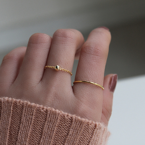 金珠戒指女粗胖手简约极细可调节小众设计精致轻奢大码冷淡风k金