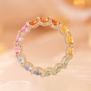甜酷风摩天轮彩虹宝石戒指浪漫童话镶钻梦幻戒指女七彩闪钻戒指