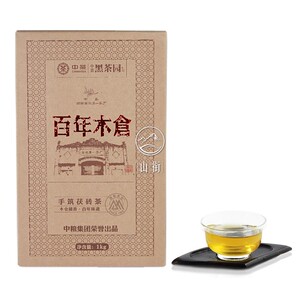 中茶黑茶园安化黑茶 百年木仓2014版手筑茯砖茶1公斤/块 金花茯砖