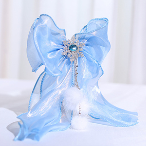 儿童发饰蝴蝶结发夹蓝色头饰女童礼服发卡宝宝头花小女孩公主头饰