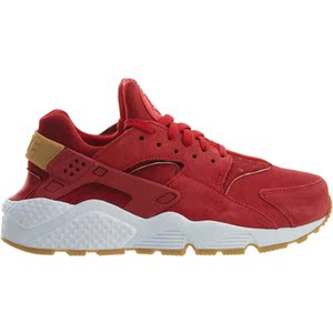 nike耐克air huarache华莱士赤红色翻毛皮缓震透气时尚女运动跑鞋