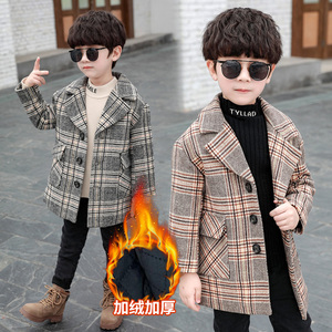 男童毛呢子大衣加绒加厚2020韩版新款中长款西装上衣冬款儿童外套