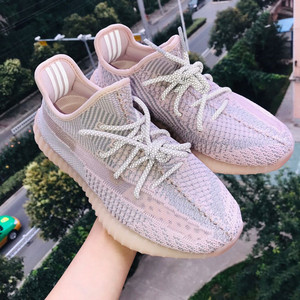 吉辛椰子鞋男350浅粉黑满天星天使真爆正品官网春季跑步男鞋女