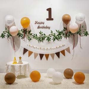 森系ins1周岁生日气球装饰场景布置快乐儿童派对男孩女孩宝宝用品