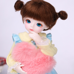 【假发】bjd/sd假发 双丸子头马尾 1/6 深棕色 送头贴 可爱百搭