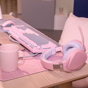 rog耀光樱花粉机械键盘有线cherry樱桃青轴rgb背光110键带掌托