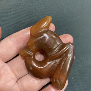 红山文化古玩玉器高古玉雕刻玛瑙玉猪龙玉佩把玩古董收藏古玉老玉