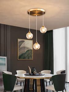 雷士照明北欧餐厅灯水晶吊灯餐吊灯三头现代简约吧台创意饭厅灯个