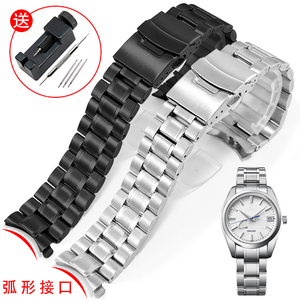 弧口精钢手表带适配精工卡西欧雷美诺时真力时不锈钢表链20 22mm